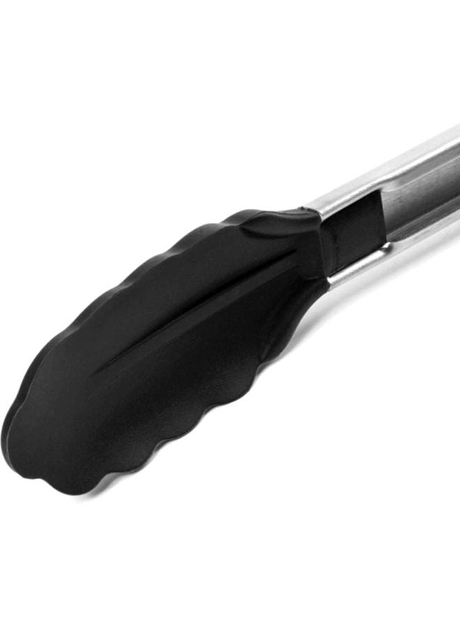 شاربدو طقم ملاقط طعام من السيليكون مكوّن من قطعتين أسود/ فضي - Image 5