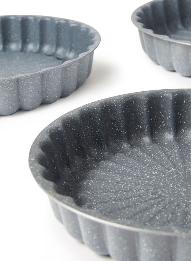 ديسيني 3-Piece Granite Cake Pan Set Includes 1 x Small Pan 24cm, 1 x Medium Pan 28cm, 1 x Large Pan 32cm Grey - Image 4