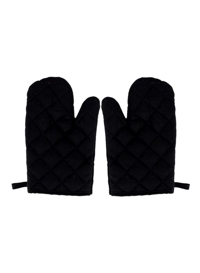 Royalford Cotton Padded Oven Mitt 2 Padded Oven Gloves Black 14.7x23.8cm  - Image 2