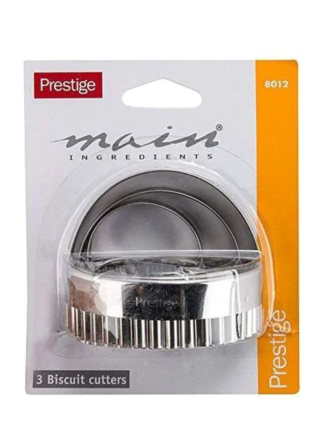 Prestige 3-Piece Biscuit Cutters With Handle Silver 12.95x11.17x3.8cm