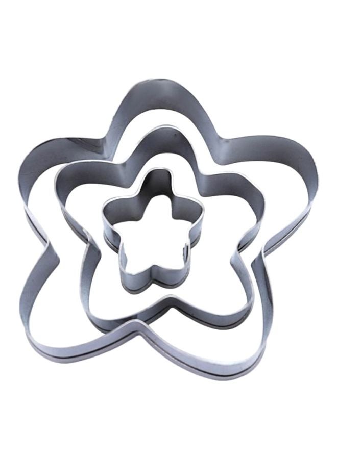 شاربدو طقم قوالب معجنات بتصميم نجمة من 3 قطع فضي Large Mould (6.5x5.8), Medium Mould (4.3x3.8) Small Mould (2.1x1.8)سم - Image 1