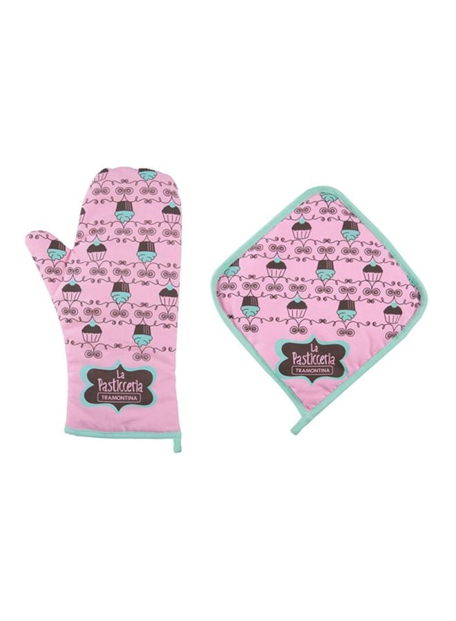 TRAMONTINA - 2-Piece Mit Glove And Grabben Set Pink/Brown/Blue - Image 1