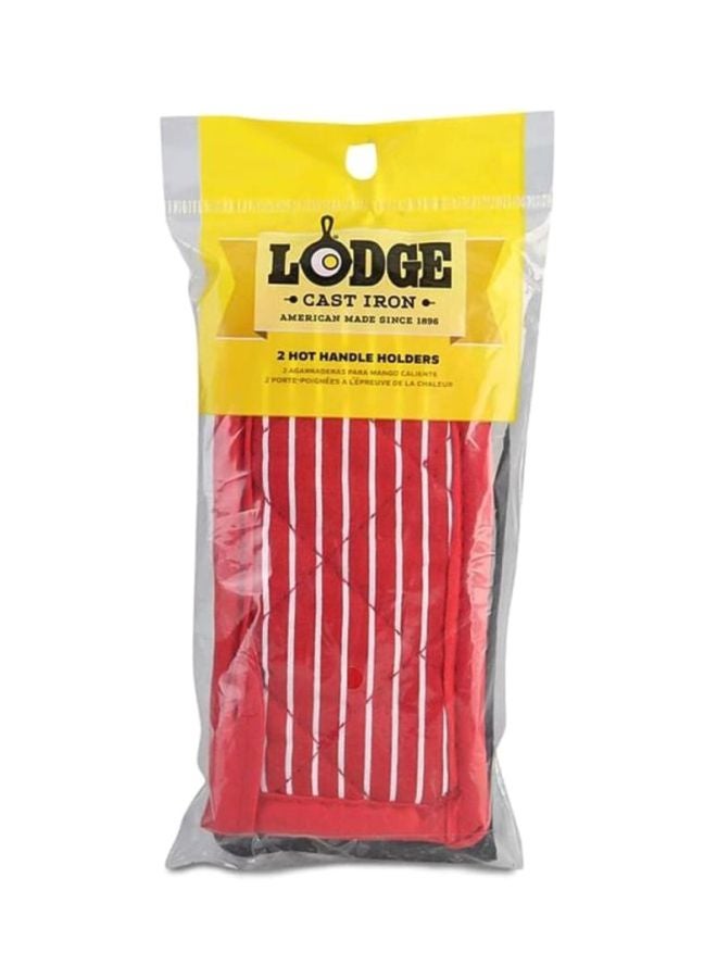 Lodge Pack Of 2 Striped Hot Handle Holder Mitt Black/Red 15x8cm  - Image 3