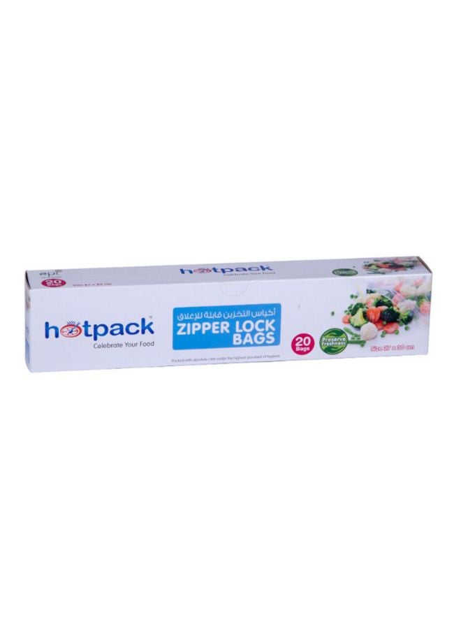Hotpack - 20-Piece Zipper Lock Bag Set Clear 27x30cm - Image 1