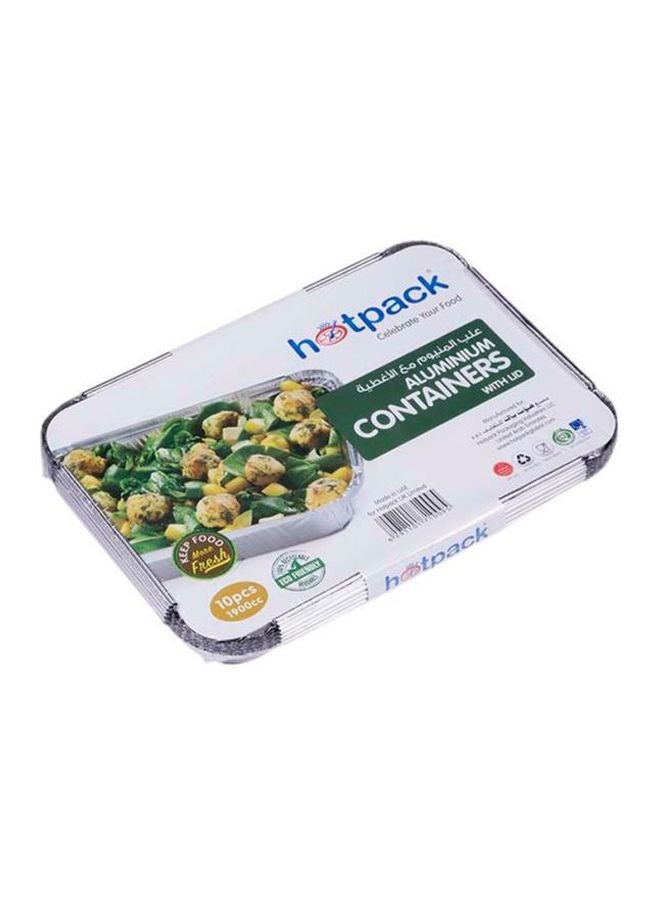 هوت باك وعاء لحمل الطعام أثناء التنقل من رقائق الألومنيوم للاستخدام مرة واحدة من 10 قطع فضي - Image 1