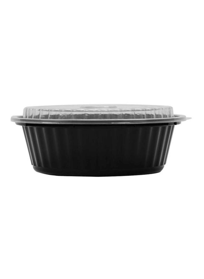 Hotpack 5-Piece Round Container Air Tight With Transparent Lid Used In Microwave Safe, Kitchen Storage, Reusable Plastic Containers For Food Delivery And Fridge Storage Black/Clear  - Image 2