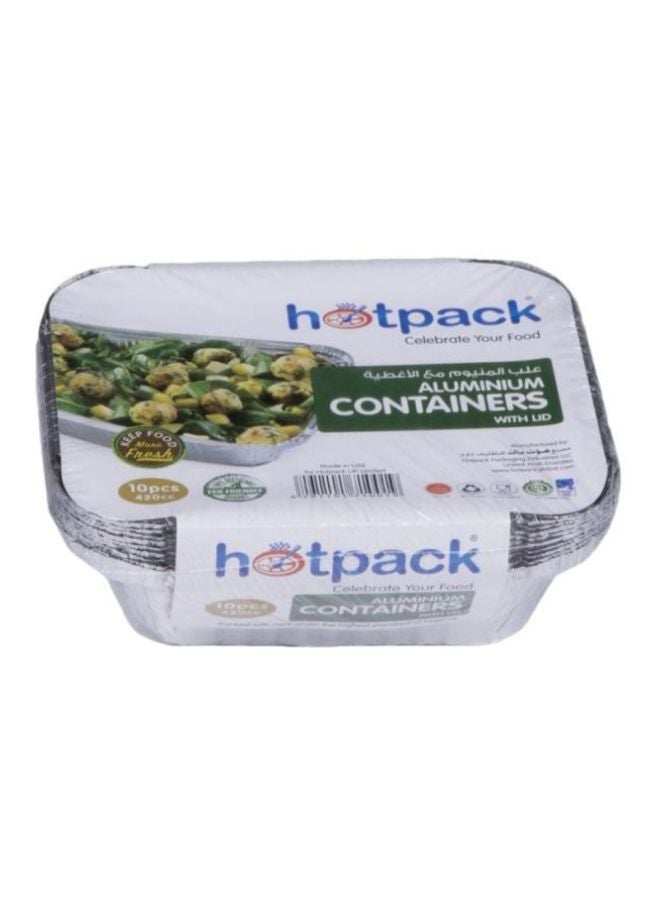 هوت باك طقم حافظات طعام من الألومنيوم مكون من 10 قطع طراز 8342 فضي - Image 1