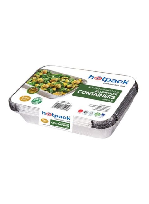 10-Piece Aluminium Container 8389 Silver 10x890ml