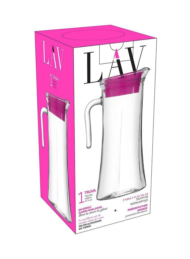 LAV - Glass Refrigerator Pitcher with Lid 1400 ml Pink/Clear 1.4Liters - Image 1