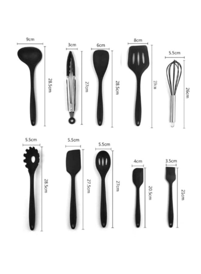 شاربدو طقم أدوات طهي من جل السيليكا مكون من 10 قطع أسود/فضي - Image 2