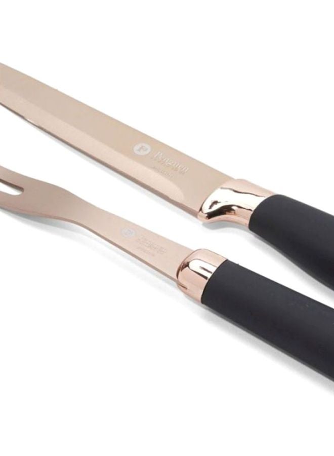 بينجوين طقم أدوات تقديم أريا من قطعتين وردي/أسود Slicer Knife (8), Meat Fork Blade(8)بوصة  - Image 3