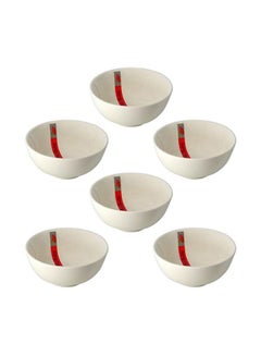 Dove 6-Piece Bowl Set White/Red 5.5inch  - Image 1