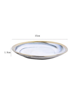 Sharpdo Shallow Dinner Plate White/Gold/Blue 6inch  - Image 3