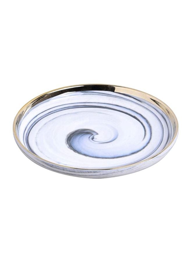 Sharpdo Shallow Plate White/Blue/Gold 7.5inch  - Image 1
