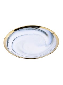 Sharpdo Shallow Dinner Plate White/Gold/Blue 6inch  - Image 4