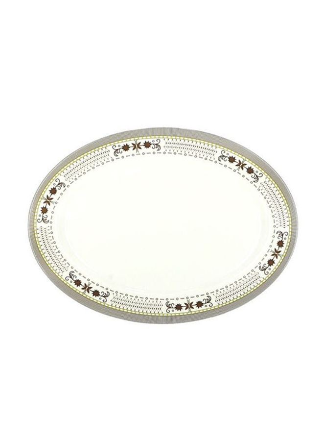 ديلكاسا طبق تقديم بيضاويّ الشكل أبيض/بني 14بوصة - Image 1