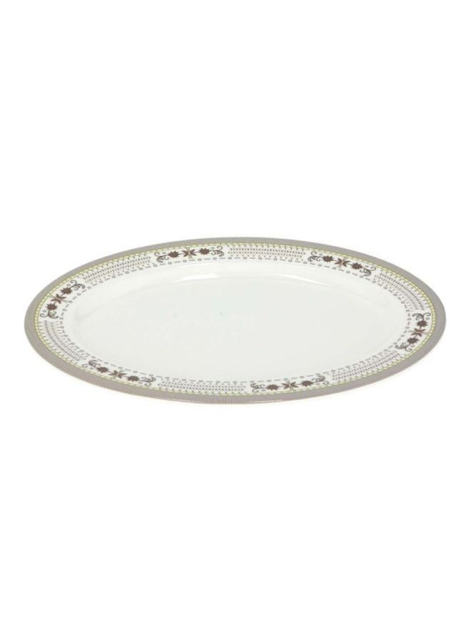ديلكاسا طبق تقديم بيضاويّ الشكل أبيض/بني 14بوصة - Image 2
