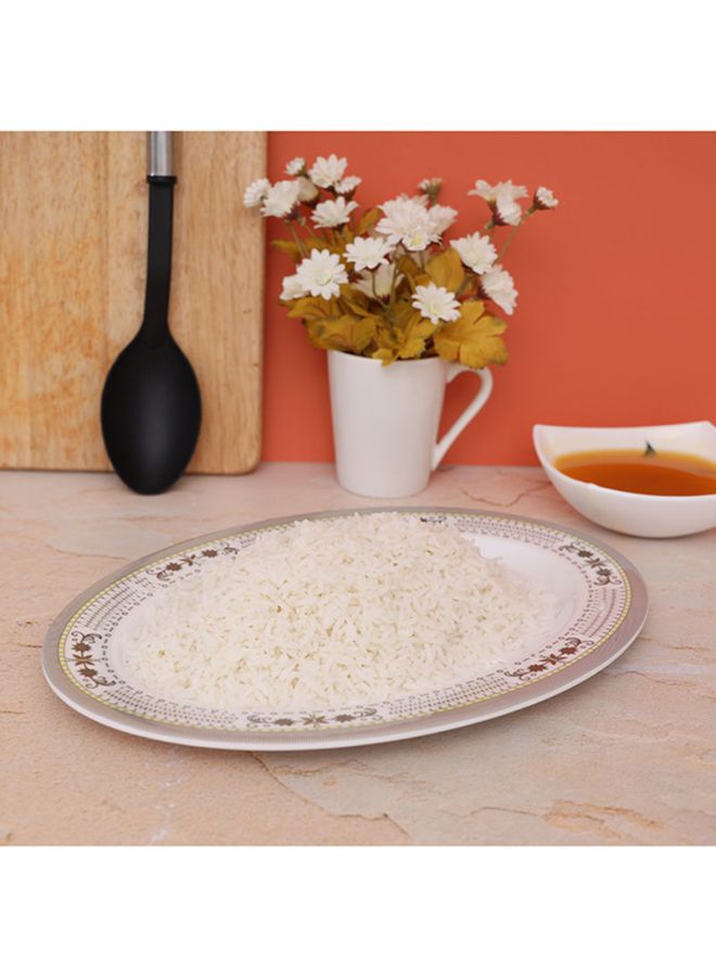 ديلكاسا طبق تقديم بيضاويّ الشكل أبيض/بني 14بوصة - Image 3