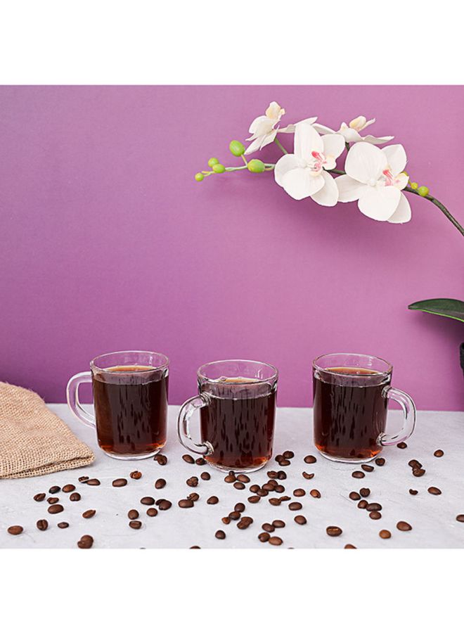 3-Piece Glass Cup Set With Handle Clear