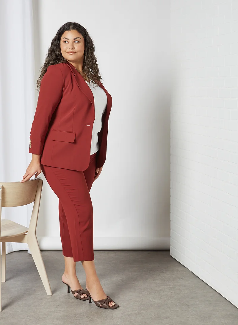 Violeta By Mango Plus Size Cropped Pants Red Wine
