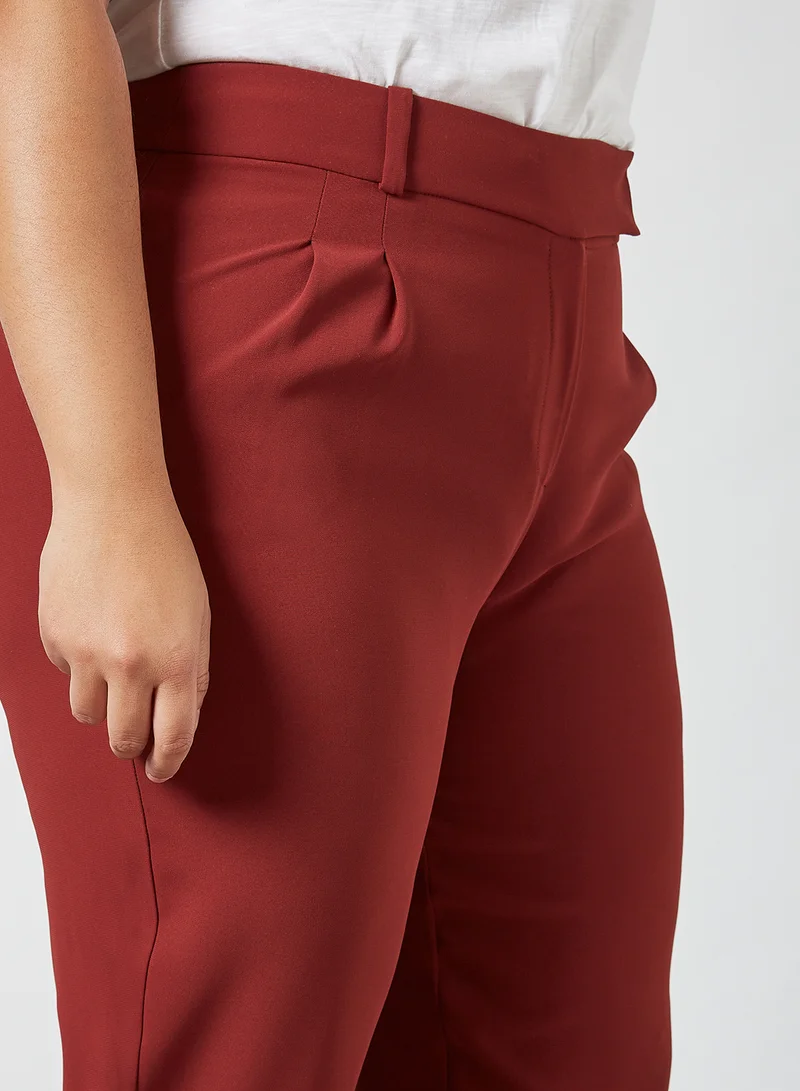 Violeta By Mango Plus Size Cropped Pants Red Wine