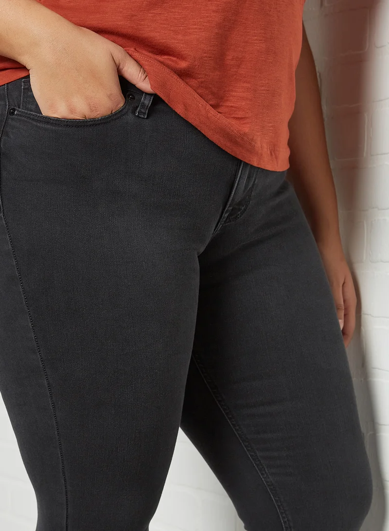 Violeta By Mango Plus Size Slim-Fit Jeans Black Denim