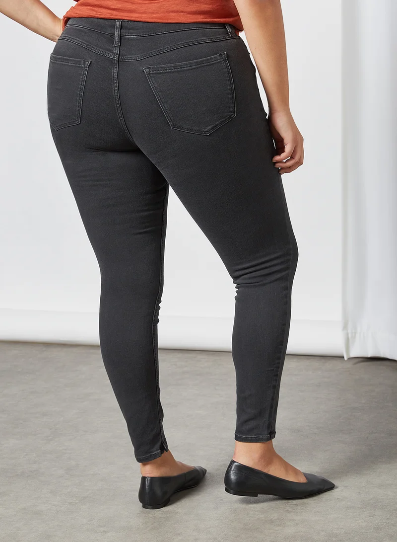 Violeta By Mango Plus Size Slim-Fit Jeans Black Denim