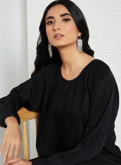 RVVIVA Basic Keyhole Neckline Abaya Black  - Image 4