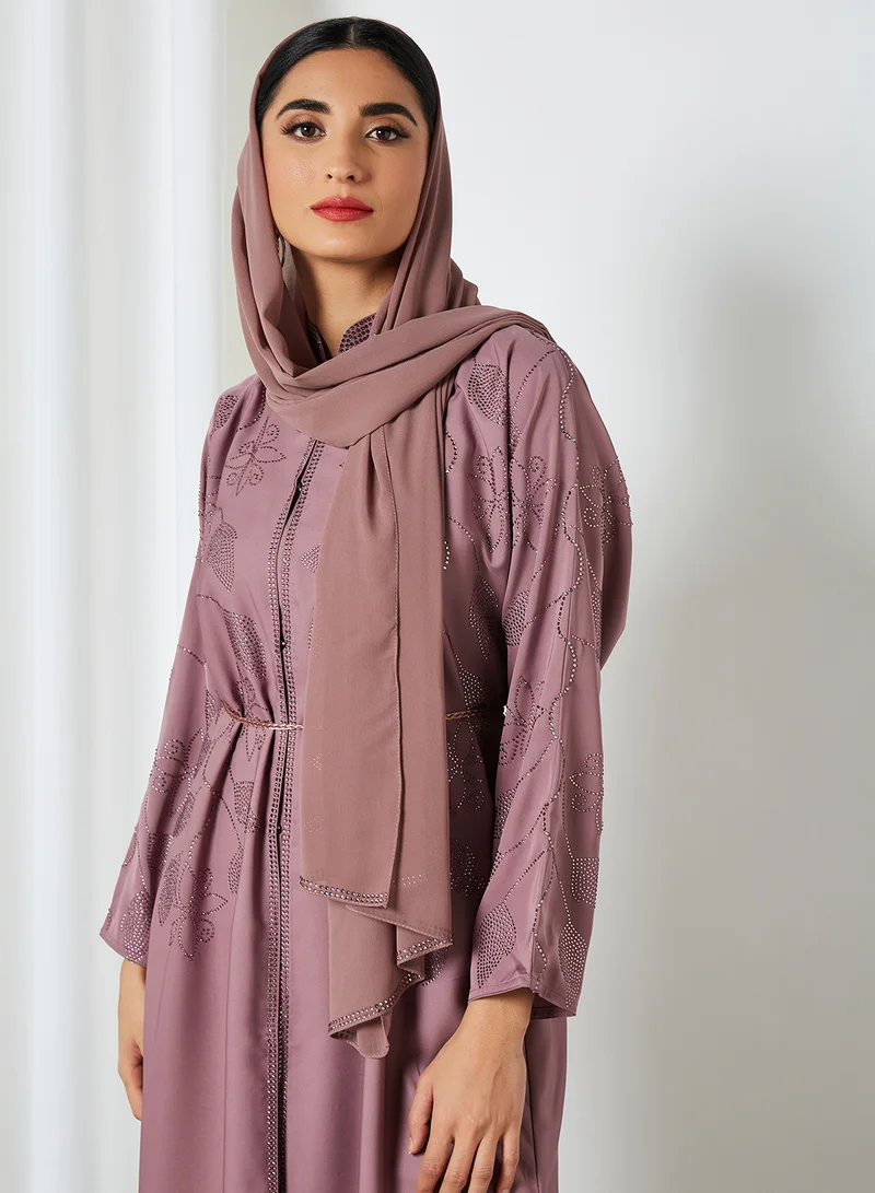 RVVIVA Embellished Abaya Mauve Pink