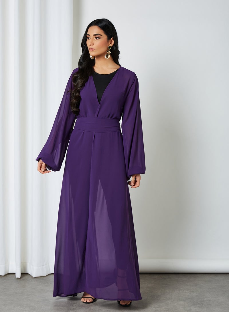 Embellished Detail Sheer Kaftan Purple - v1615649629/N44150951V_3