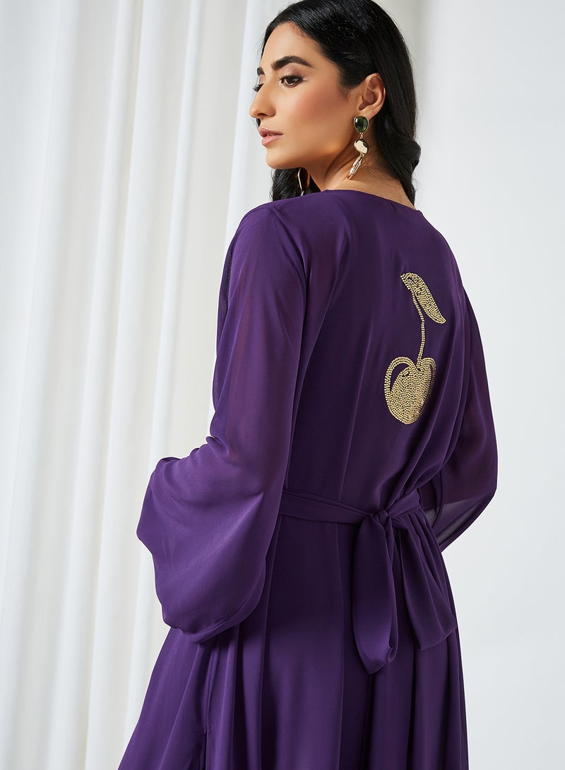 Embellished Detail Sheer Kaftan Purple - v1615649629/N44150951V_4