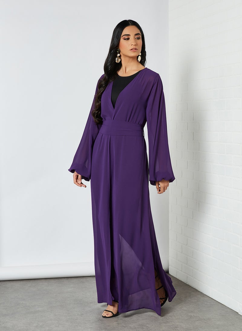 RVVIVA Embellished Detail Sheer Kaftan Purple  - Image 1