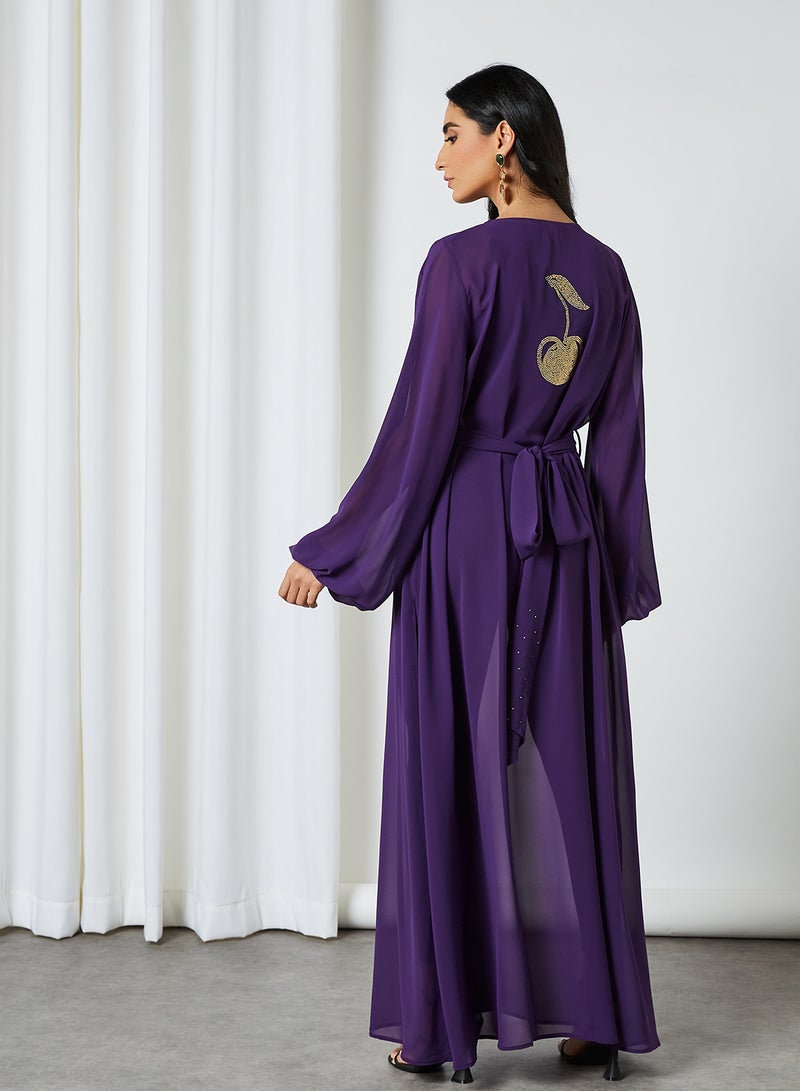 Embellished Detail Sheer Kaftan Purple - v1615649630/N44150951V_2