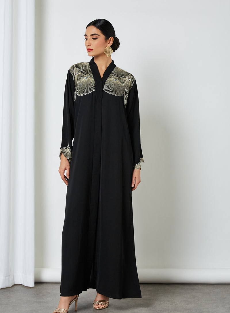 Embroidered Detail Abaya Black - v1615649632/N44150858V_1