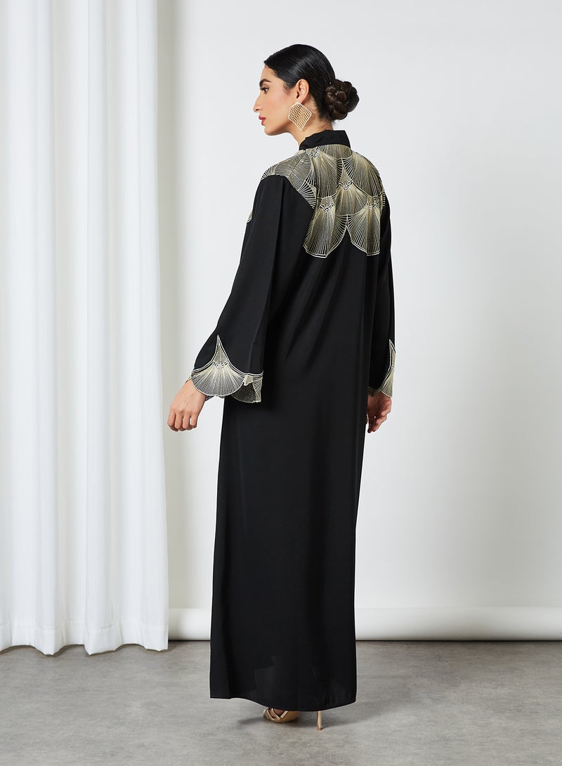 Embroidered Detail Abaya Black - v1615649632/N44150858V_2