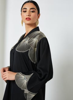 RVVIVA Embroidered Detail Abaya Black  - Image 4