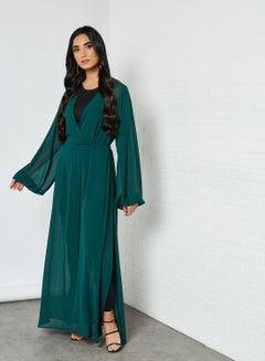 RVVIVA Embellished Detail Sheer Kaftan Green  - Image 1