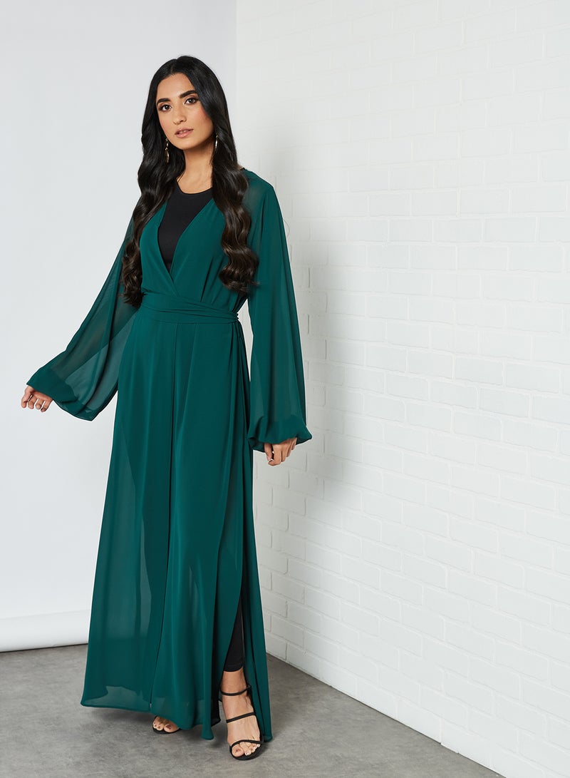 RVVIVA Embellished Detail Sheer Kaftan Green  - Image 1