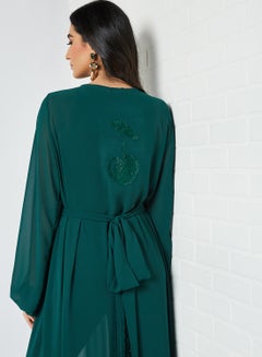 RVVIVA Embellished Detail Sheer Kaftan Green  - Image 4