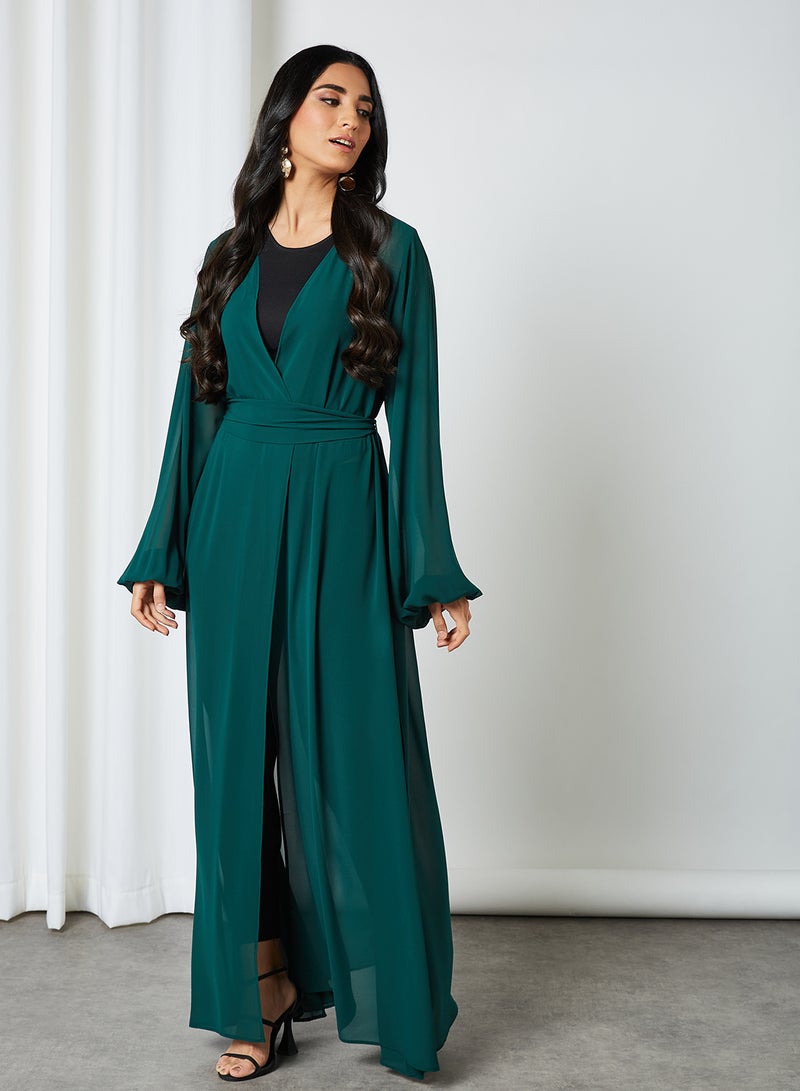 RVVIVA Embellished Detail Sheer Kaftan Green  - Image 3