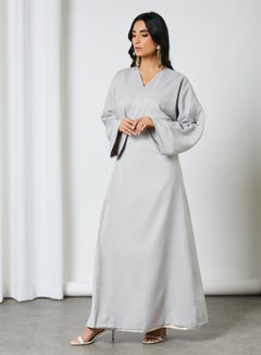 Side-Tie A-Line Abaya Grey - v1615649638/N44150914V_1