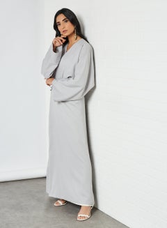 Side-Tie A-Line Abaya Grey - v1615649638/N44150914V_3