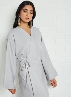 Side-Tie A-Line Abaya Grey - v1615649638/N44150914V_4