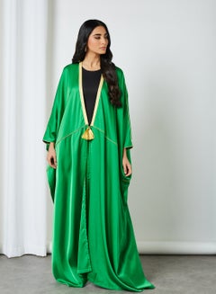 RVVIVA Tassel Detail Bisht Abaya Green  - Image 3