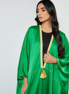 RVVIVA Tassel Detail Bisht Abaya Green  - Image 4