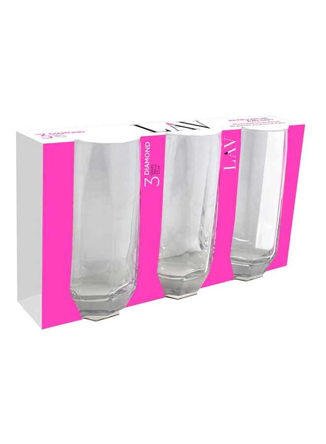 LAV 3-Piece Diamond Soft Drink Glass Set Clear - Image 1