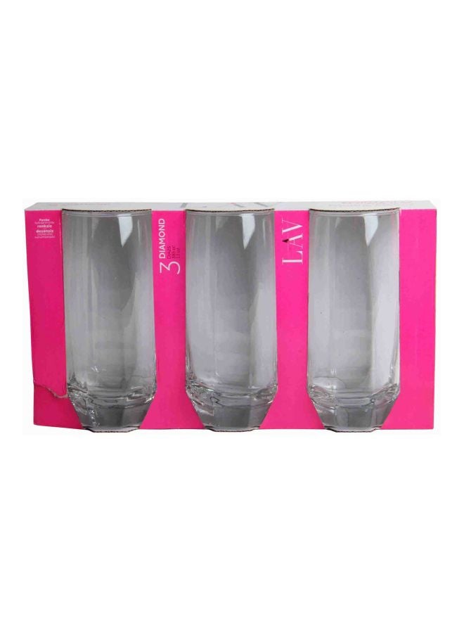 LAV 3-Piece Diamond Soft Drink Glass Set Clear - Image 2