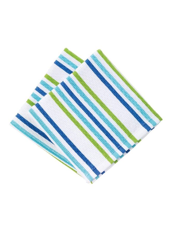 Tefal Set Of 2 Striped Dish Cloth White/Blue/Green 17cm