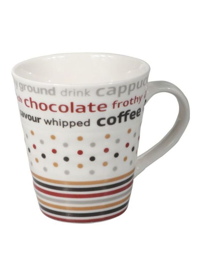 DELCASA Printed Ceramic Mug White/Red/Black 