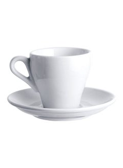 Sharpdo Glazed Coffee Cup And Dish White 12.5x12.5x10.5cm  - Image 1